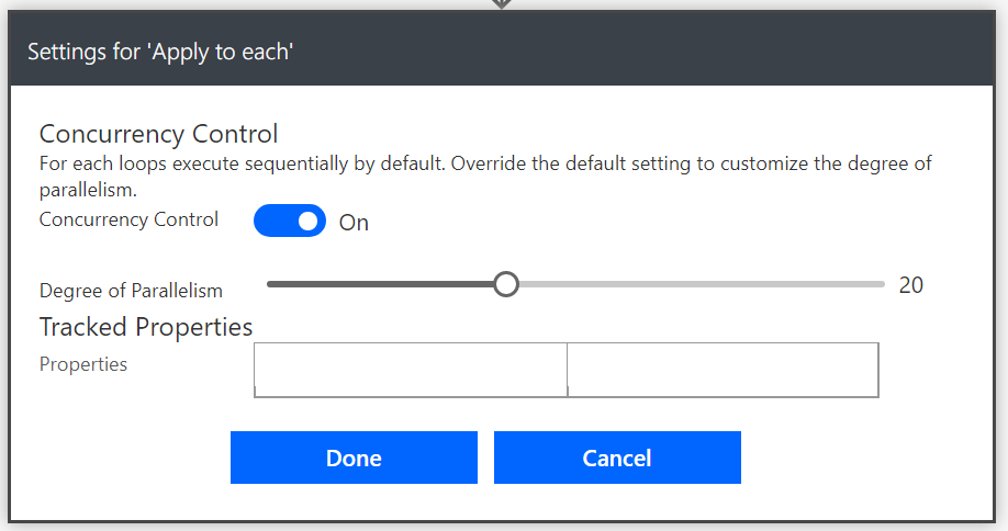 Apply to each concurrency settings